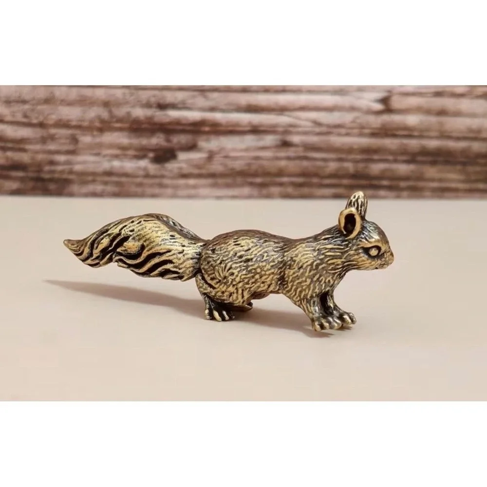 Brass Squirrel Figure Vintage Style Miniature New